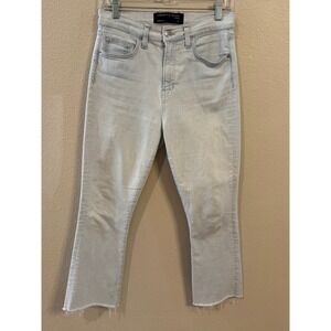 Veronica Beard Carly Kick Flare Jeans Women 27 Light Blue Good High Rise Raw Hem